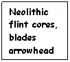 Text Box: Neolithic flint cores, blades arrowhead